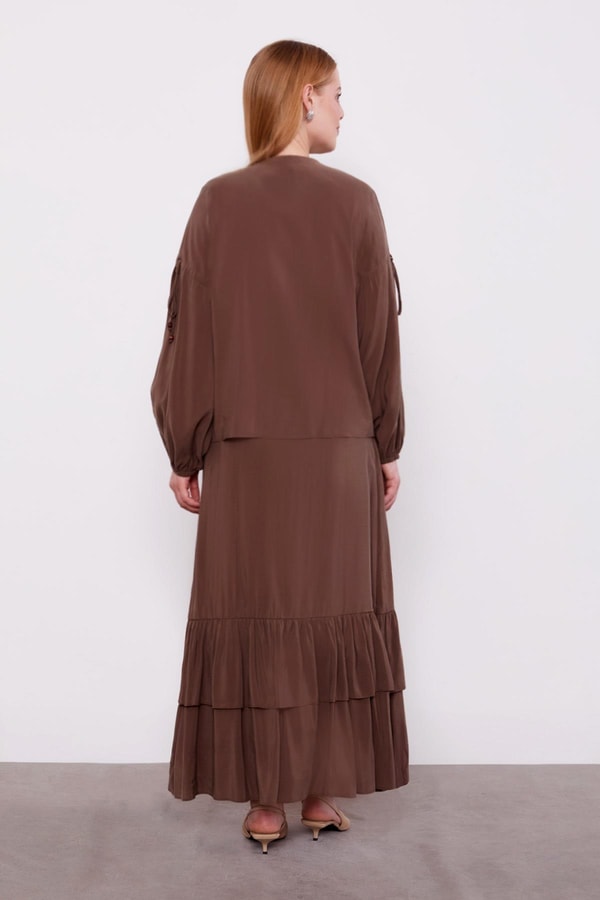 LevidorKahve Yandan Bağlamalı Etek Takım