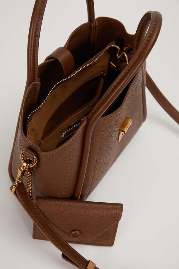 LevidorKahve Zarf Cüzdan Detaylı El Çantası