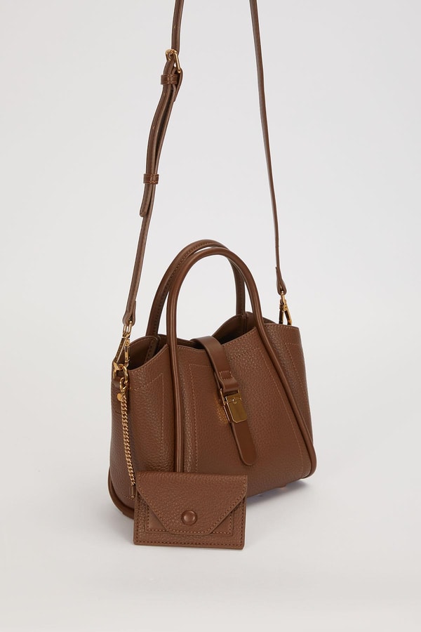 LevidorKahve Zarf Cüzdan Detaylı El Çantası