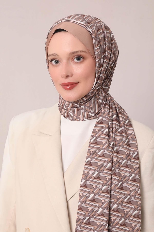 LevidorKahve Zigzag Desen Club Şal