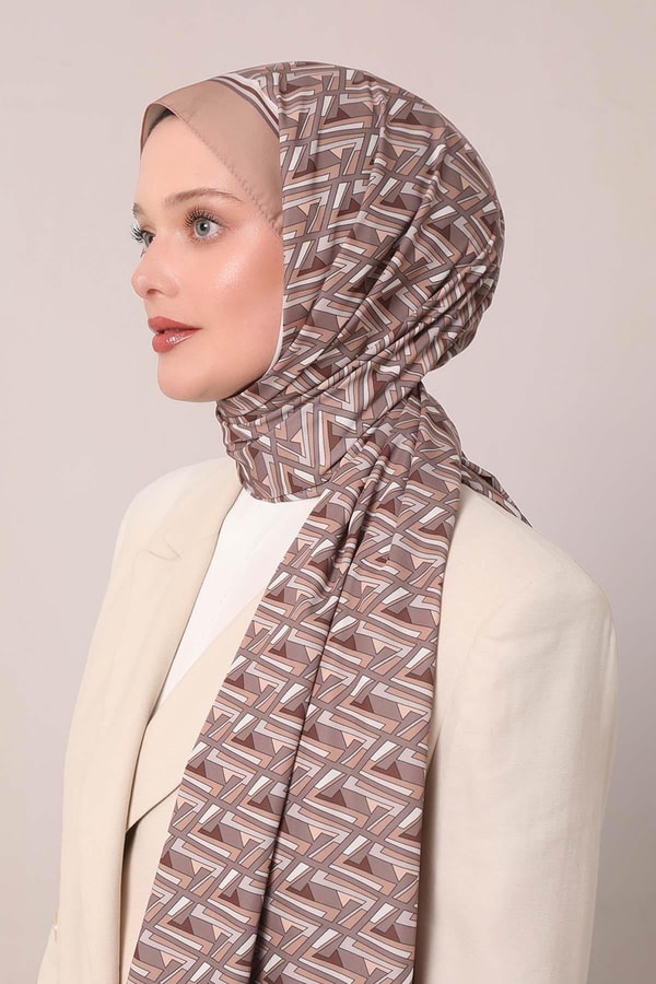 LevidorKahve Zigzag Desen Club Şal