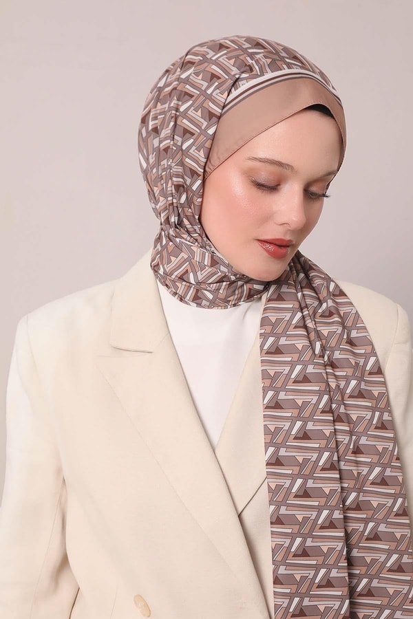 LevidorKahve Zigzag Desen Club Şal