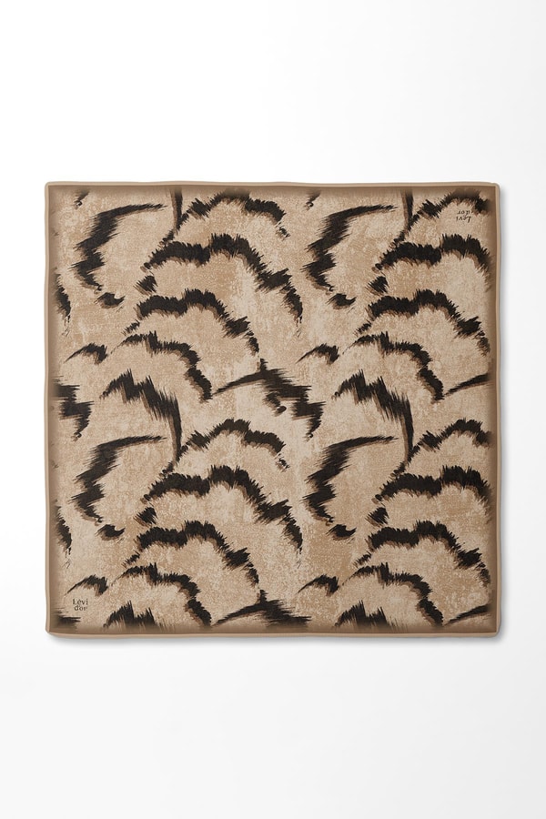 LevidorKahve Zigzag Spor Desen Twill İpek Eşarp