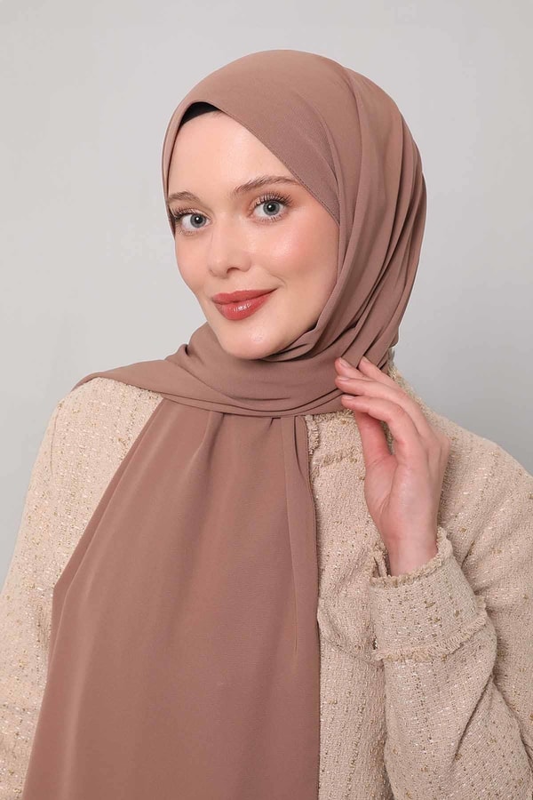 LevidorKahverengi Düz Medine İpeği Şal