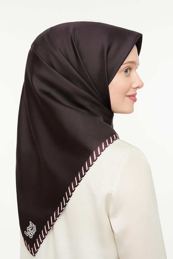 LevidorKahverengi Twill Saf İpek Eşarp