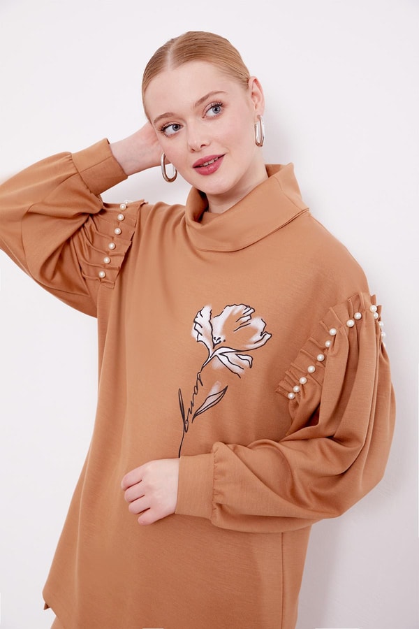 LevidorKaramel İnci Kol Detaylı Spor Takım