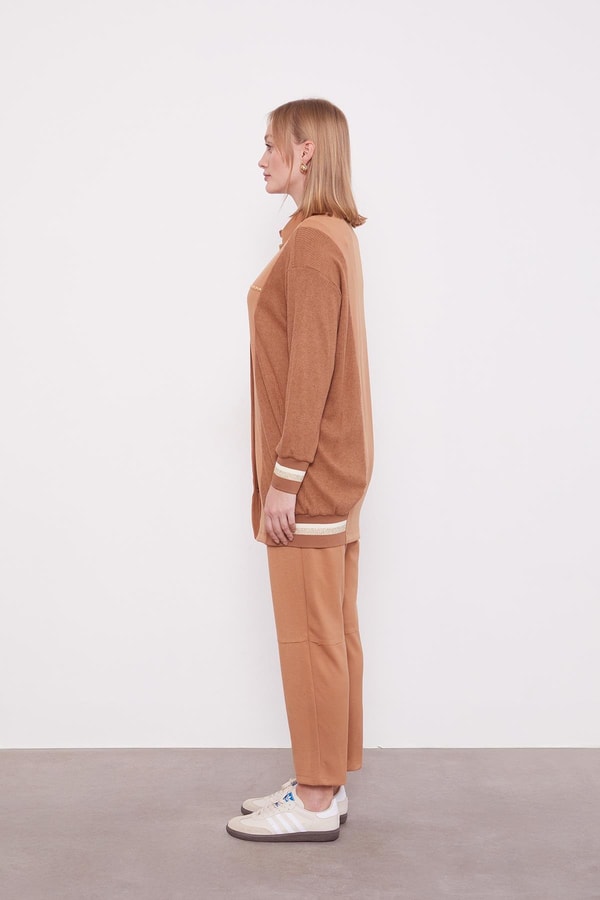 LevidorKaramel Simli Ribana Detay Takım