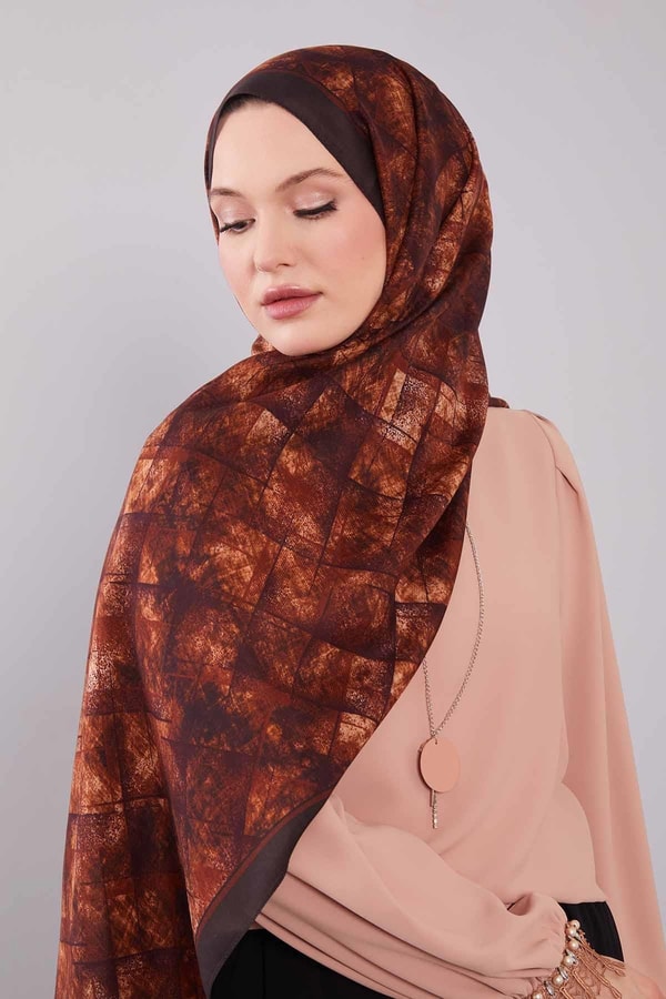 LevidorKiremit Baklava Desen Yün İpek Şal