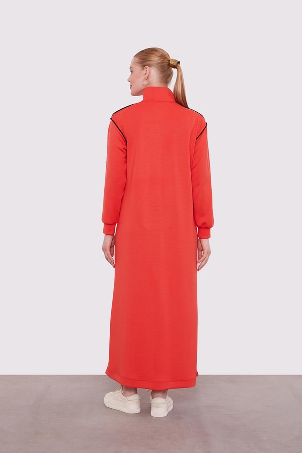 LevidorKiremit Çizgi Cep Detaylı Elbise