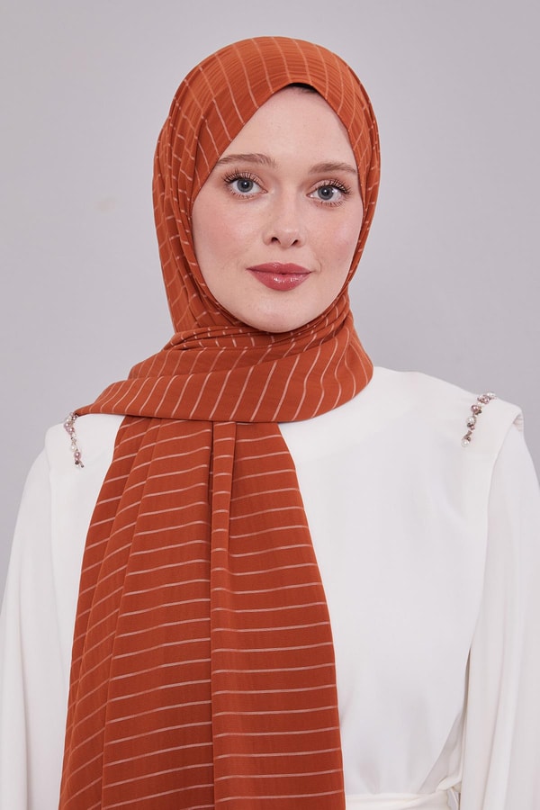 LevidorKiremit Çizgili Cazz Şal