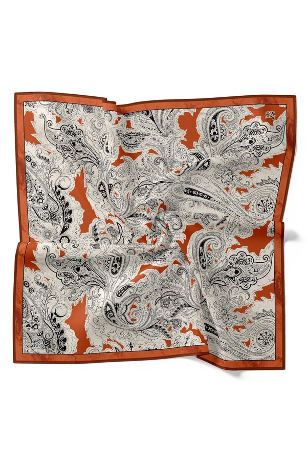 LevidorKiremit Çizim Etnik Desen Twill İpek Eşarp