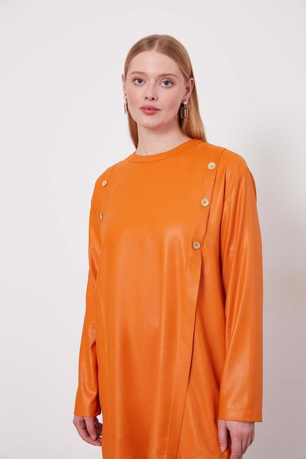 LevidorKiremit Düğme Detaylı Bisiklet Yaka İkili Takım