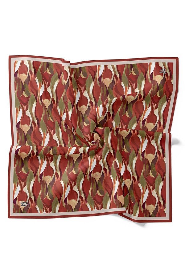 LevidorKiremit Ebruli Desen Twill İpek Eşarp