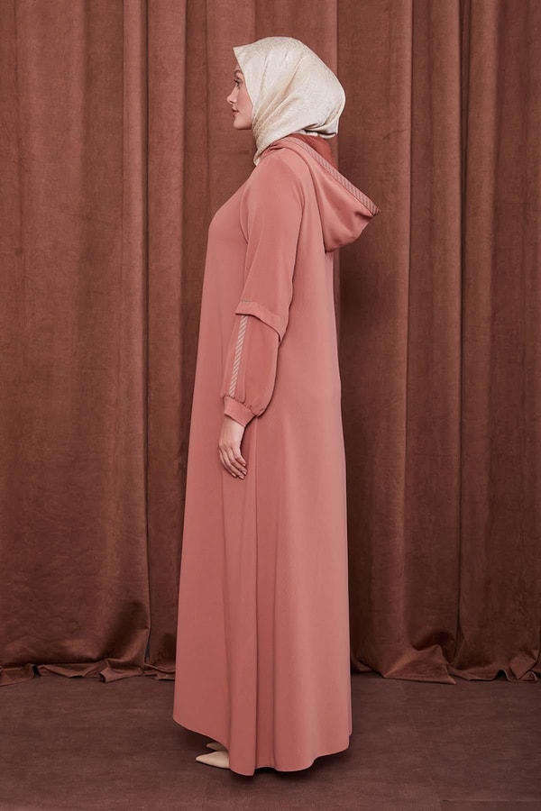 LevidorKiremit Kapüşonlu İp Detay Ferace