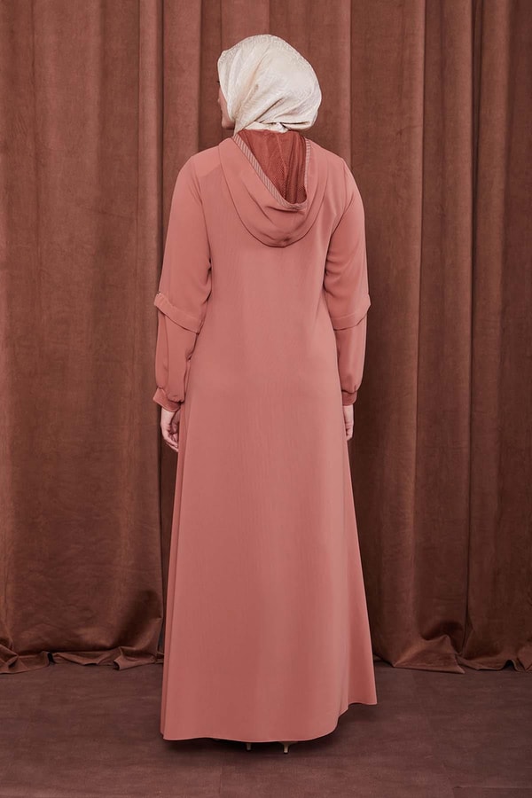 LevidorKiremit Kapüşonlu İp Detay Ferace