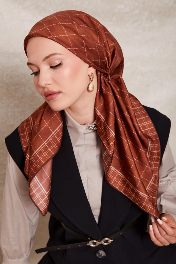 LevidorKiremit Kareli Twill İpek Eşarp