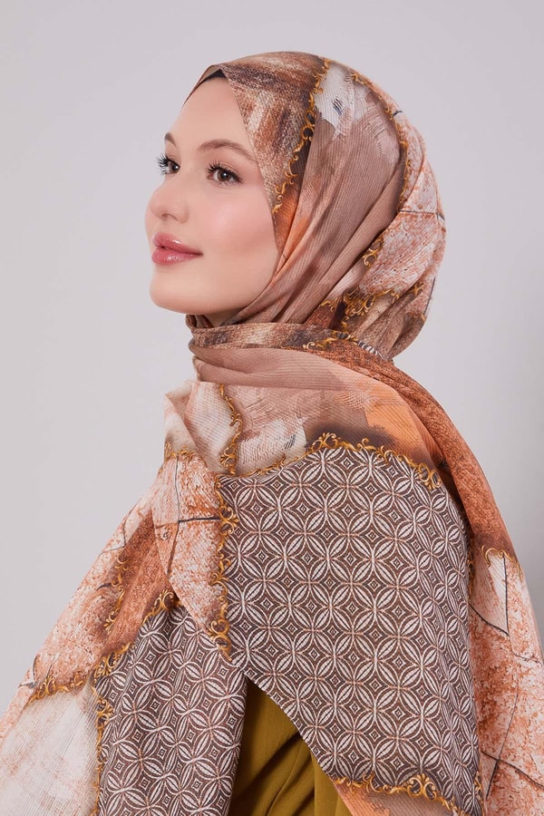 LevidorKiremit Karışık Desen Pamuk Şal