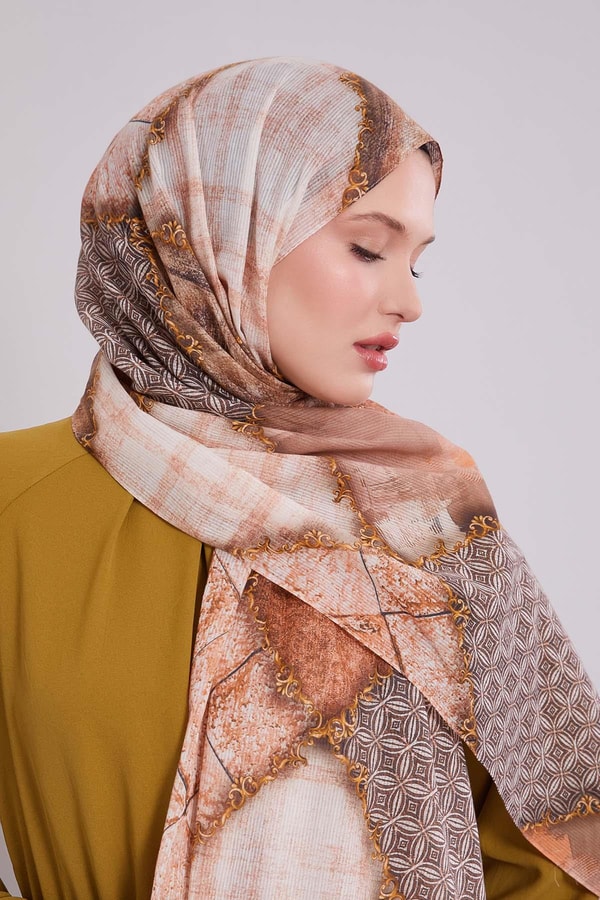 LevidorKiremit Karışık Desen Pamuk Şal