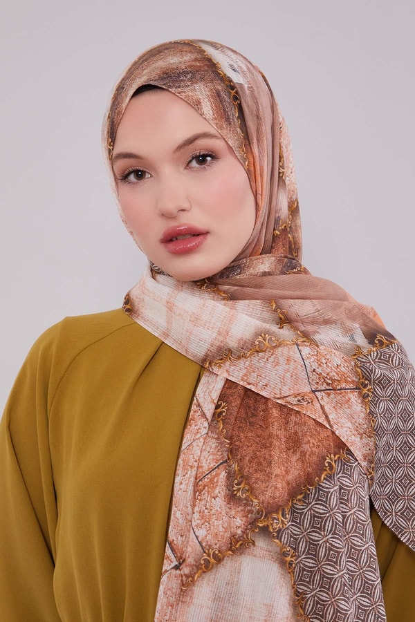 LevidorKiremit Karışık Desen Pamuk Şal