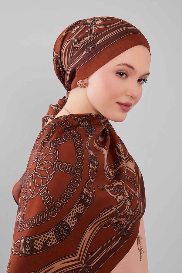 LevidorKiremit Karışık Desenli Yün İpek Şal