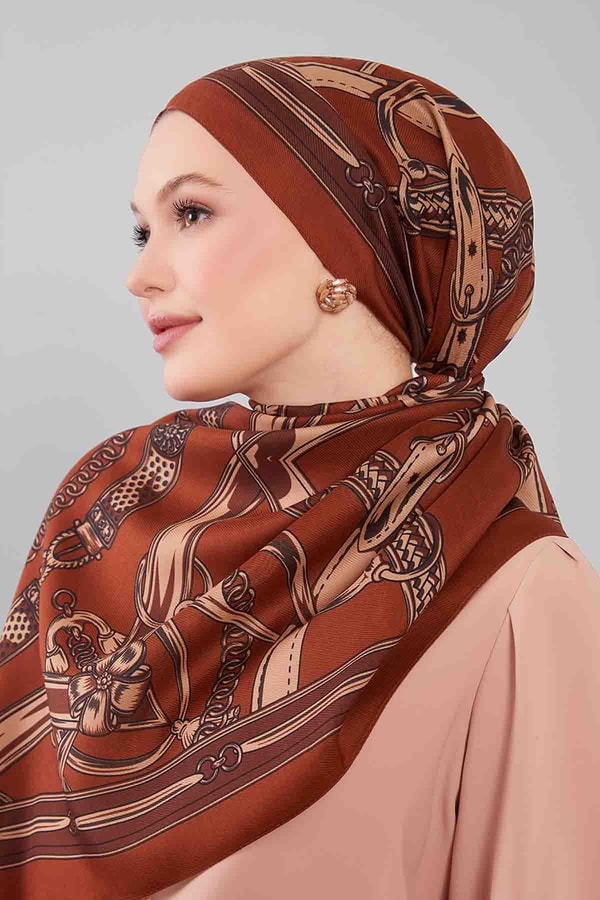 LevidorKiremit Karışık Desenli Yün İpek Şal