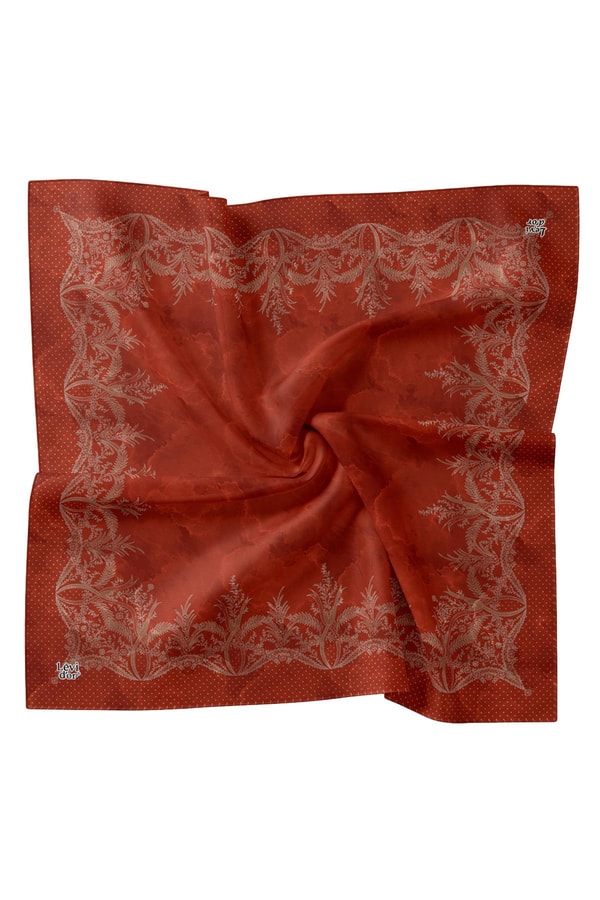 LevidorKiremit Kenar Benekli Twill İpek Eşarp