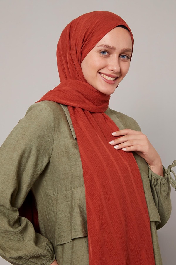 LevidorKiremit Kendinden Dokulu Natural Line Şal