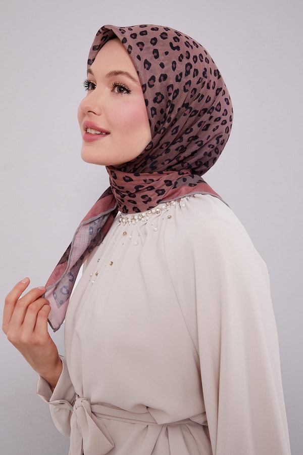 LevidorKiremit Leopar Desen Soft Eşarp
