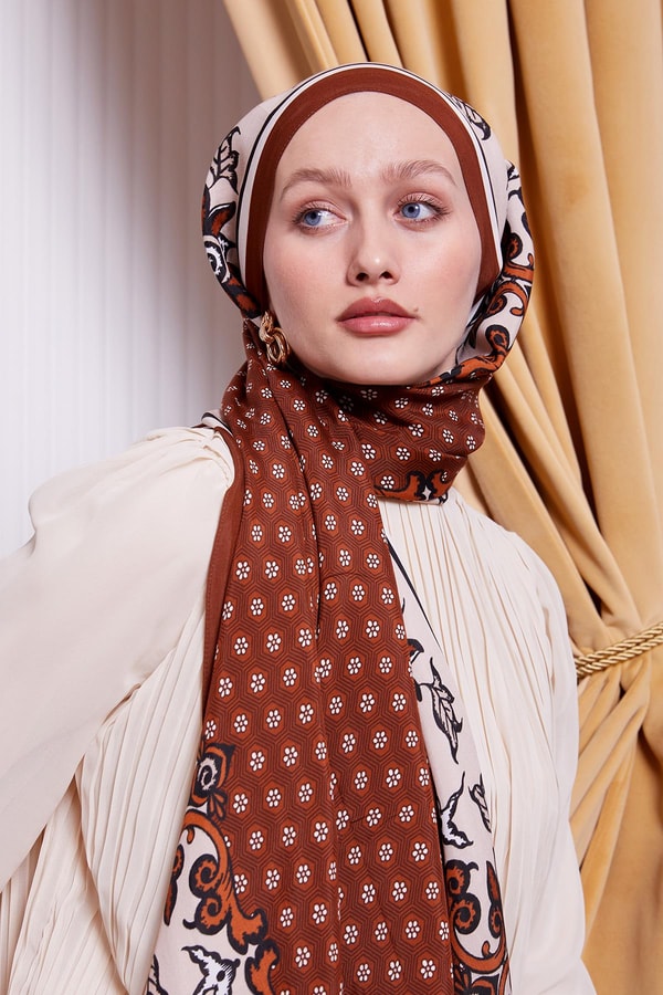 LevidorKiremit Papatya Desen Royal Şal