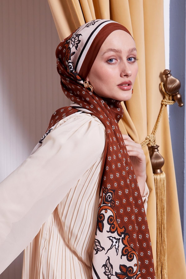 LevidorKiremit Papatya Desen Royal Şal