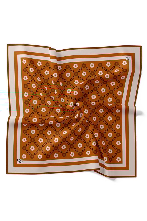 LevidorKiremit Papatya Desen Twill İpek Eşarp