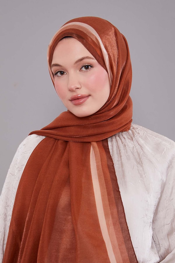 LevidorKiremit Renk Geçişli Kehribar Şal