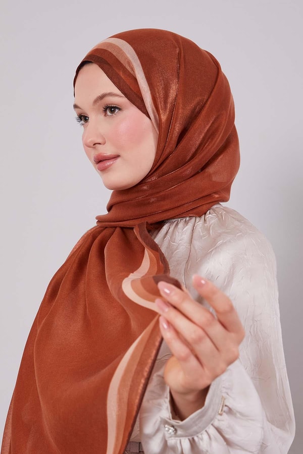 LevidorKiremit Renk Geçişli Kehribar Şal