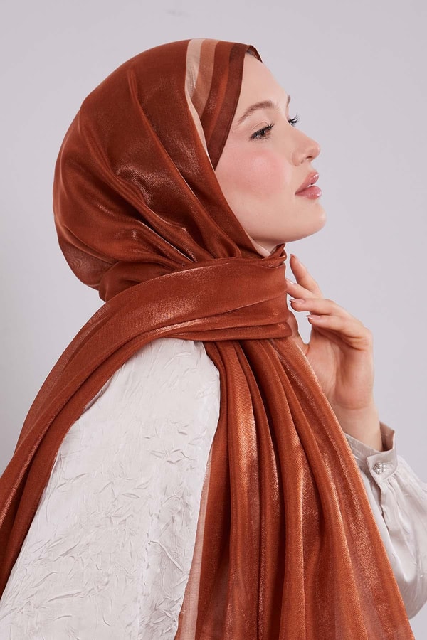 LevidorKiremit Renk Geçişli Kehribar Şal