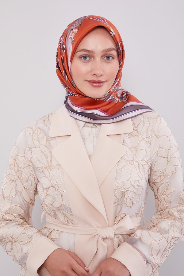 LevidorKiremit Twill İpek Eşarp Lunera Koleksiyonu