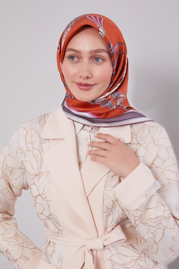 LevidorKiremit Twill İpek Eşarp Lunera Koleksiyonu