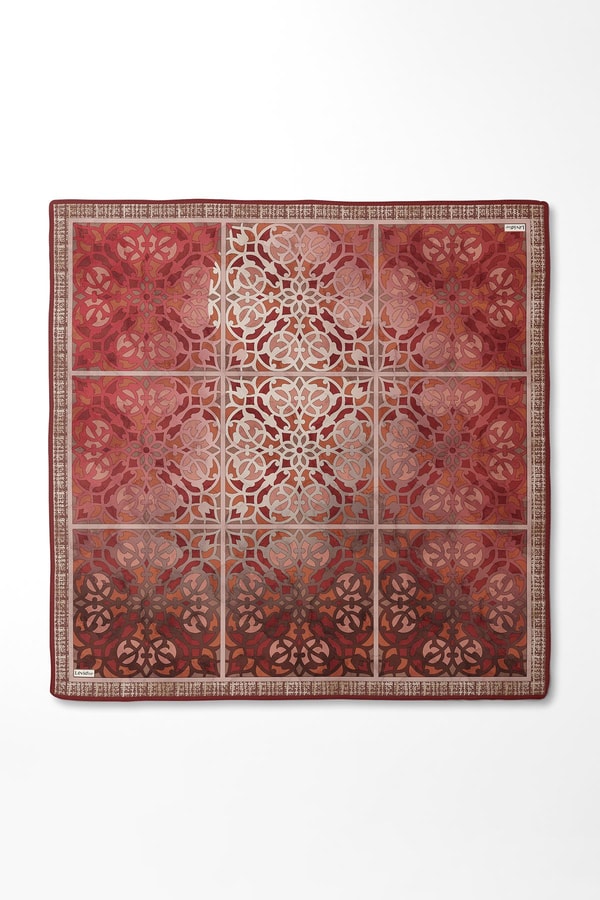 LevidorKiremit Vectör Desen Twill İpek Eşarp