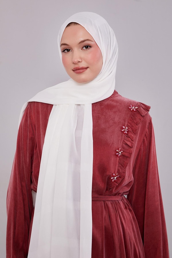 LevidorKırık Beyaz Kendinden Çizgili Dirim Şal