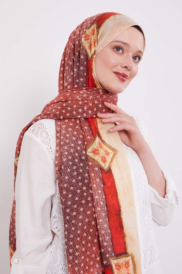 LevidorKırmızı Benek Desen Pamuk Şal