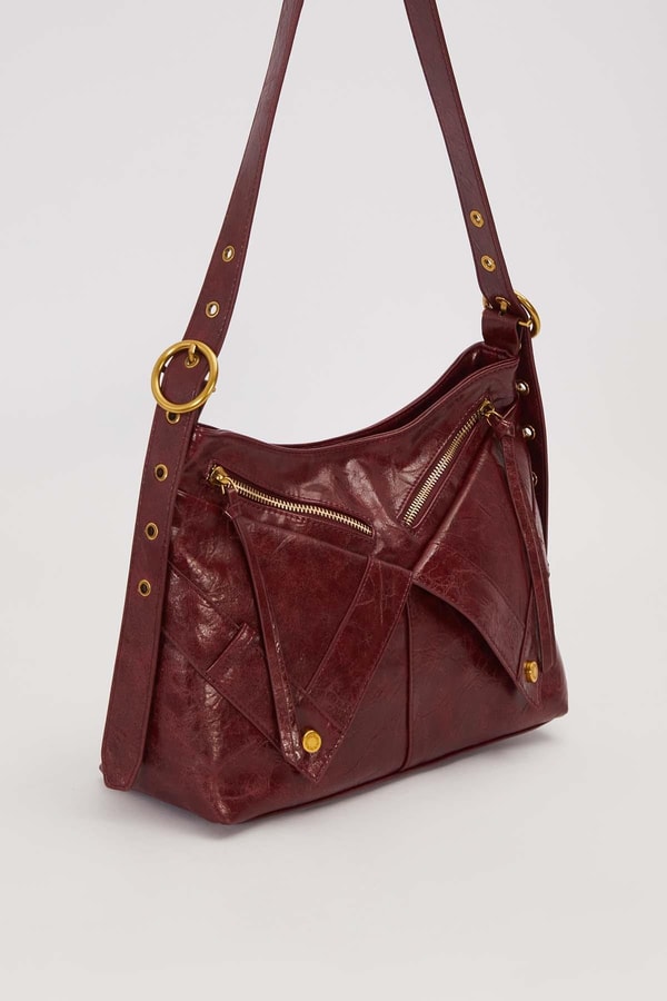 LevidorKırmızı Çapraz Fermuar Detaylı Omuz Çantası