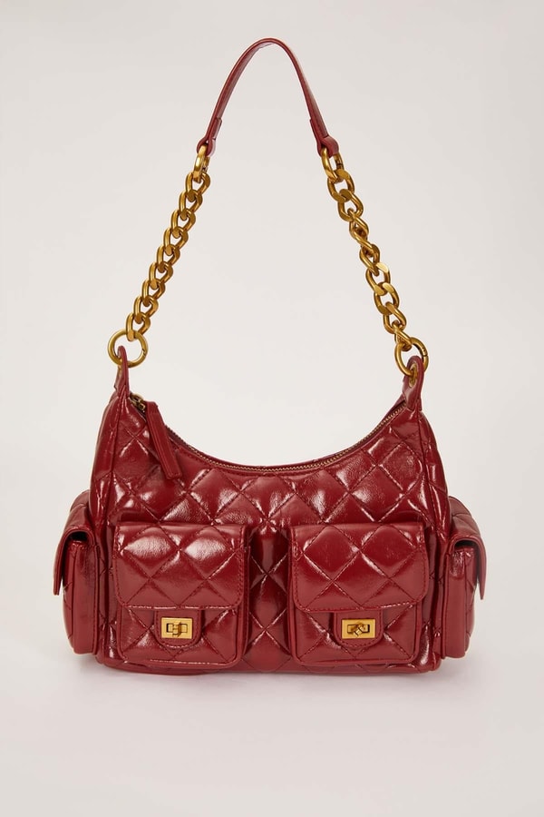 LevidorKırmızı Çoklu Cep Bölmeli Omuz Çantası