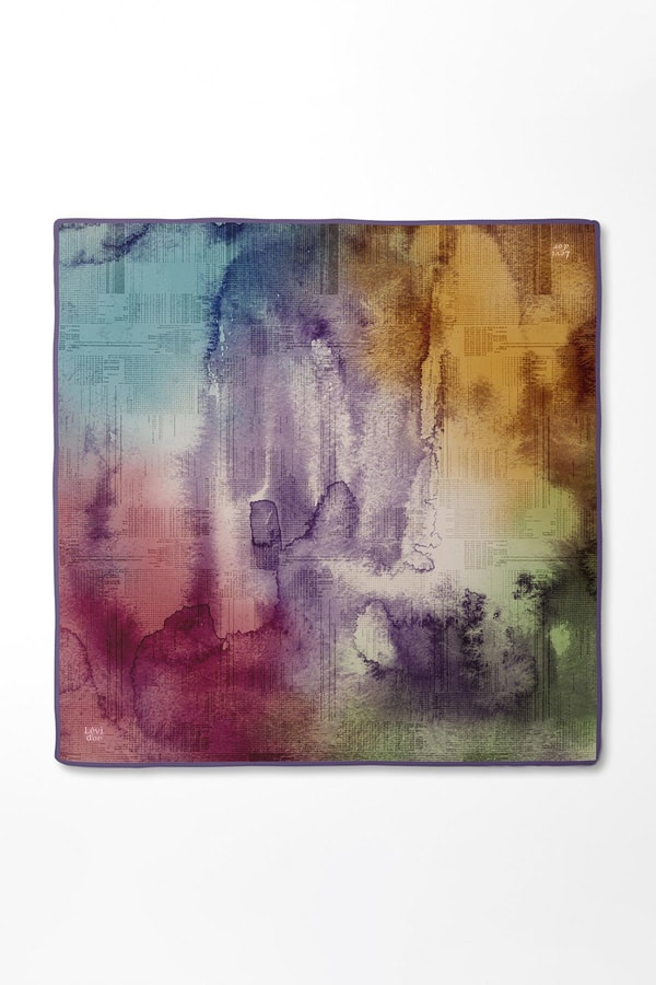 LevidorKırmızı Desenli Twill İpek Eşarp