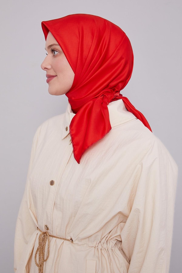 LevidorKırmızı Düz Renk Trend Twill Eşarp