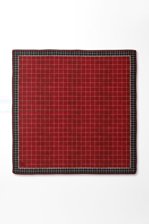 LevidorKırmızı Kareli Twill İpek Eşarp