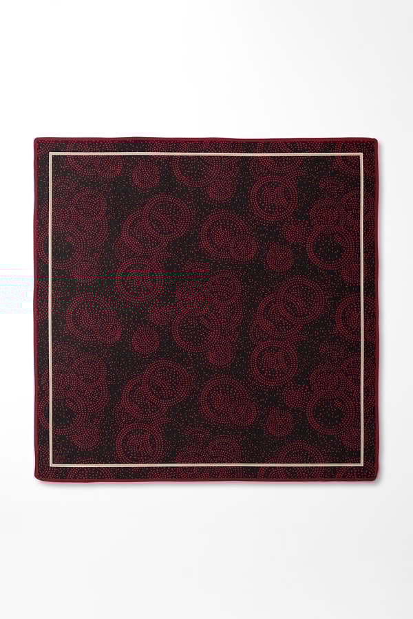 LevidorKırmızı Noktalı Daireler Bask. Twill İpek Eşarp
