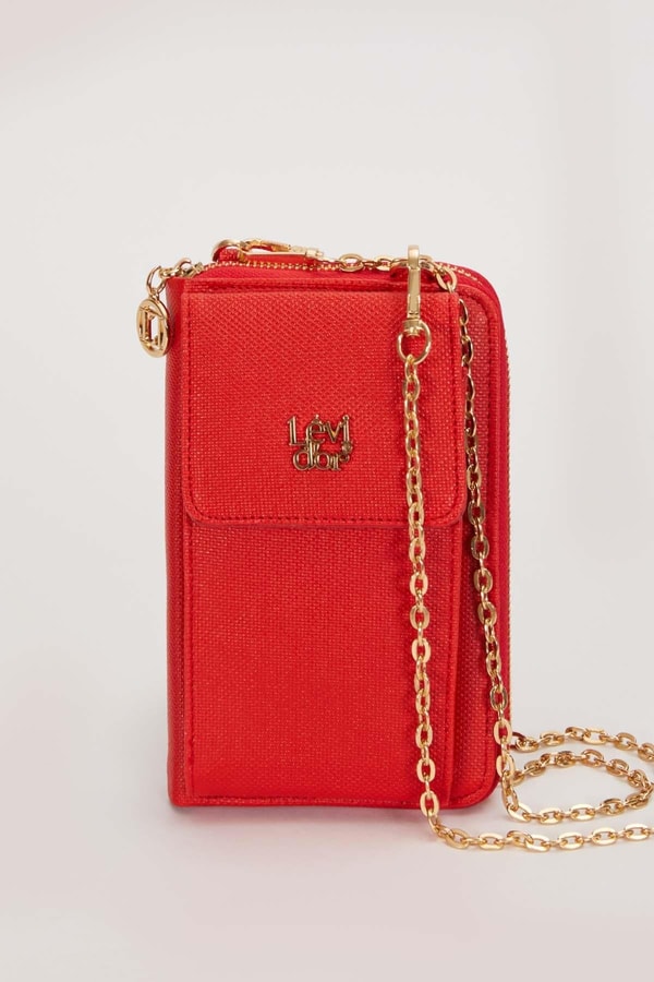 LevidorKırmızı Ön Cepli Zincirli Cüzdan