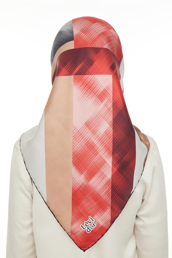 LevidorKırmızı Twill Saf İpek Eşarp