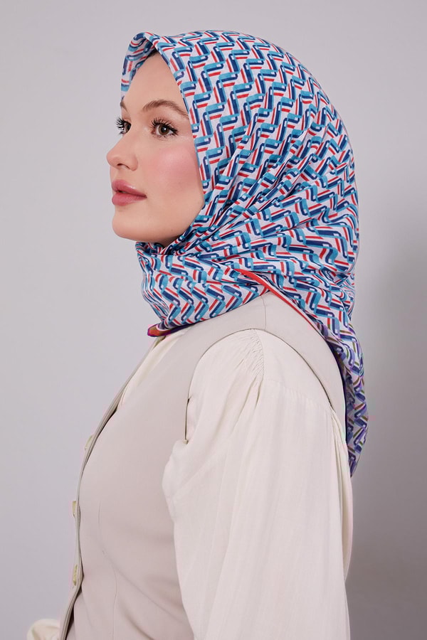 LevidorKırmızı Zigzag Desen Soft Eşarp