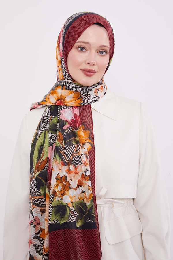 LevidorKırmızı Zigzag Pamuklu Şal