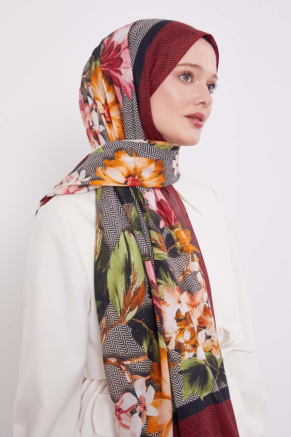 LevidorKırmızı Zigzag Pamuklu Şal